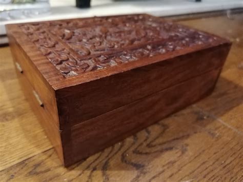 vintage hand carved wooden boxes